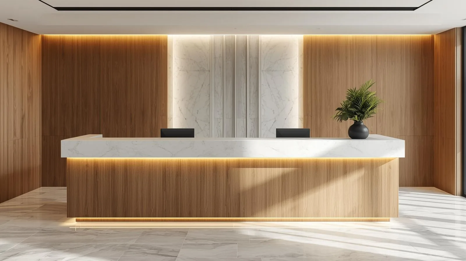 Quầy lễ tân phong cách tối giản