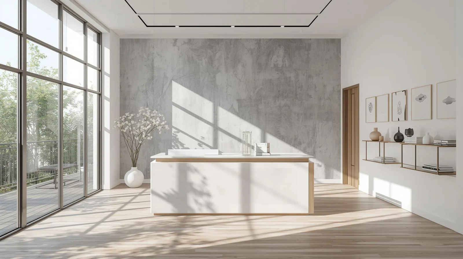 Quầy lễ tân phong cách tối giản