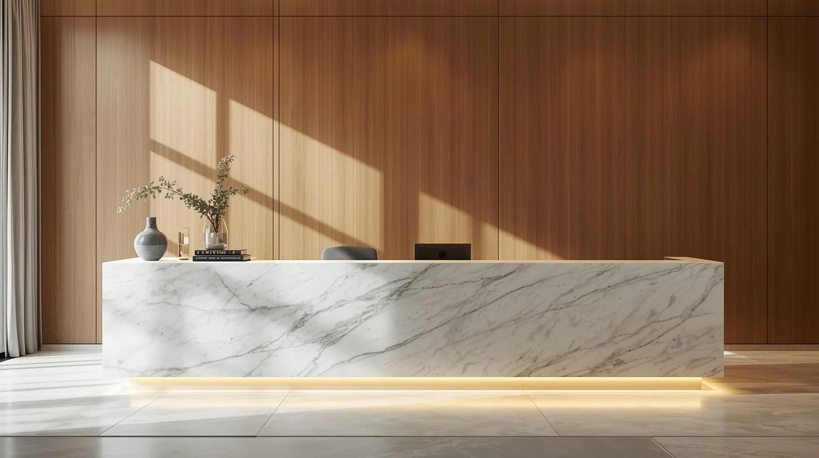 Quầy lễ tân phong cách tối giản