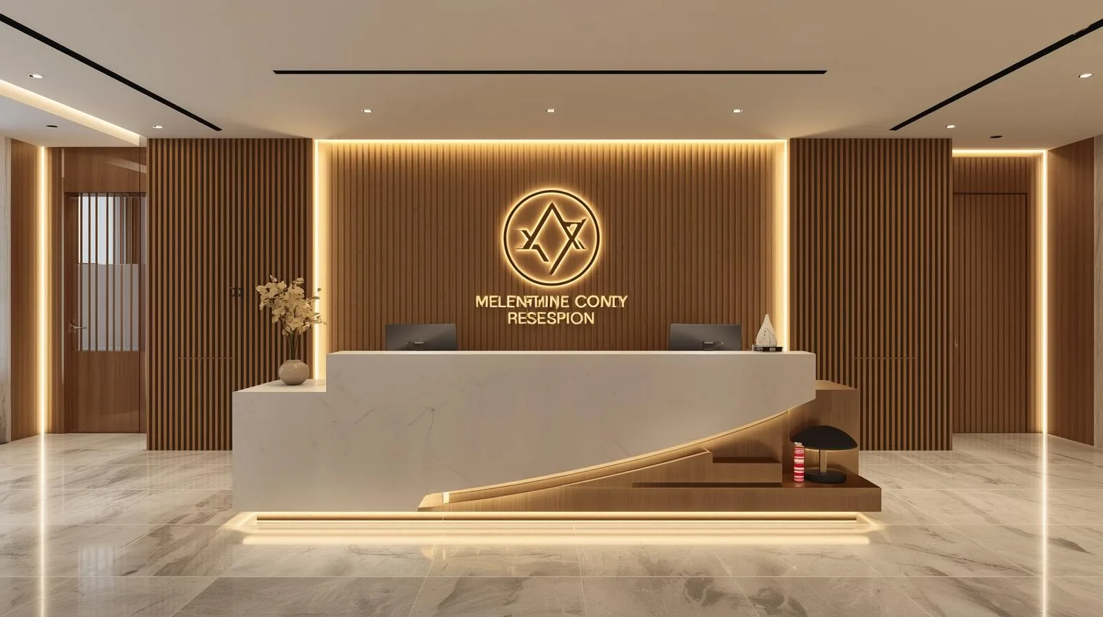 Quầy lễ tân thiết kế riêng theo thương hiệu