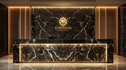 Quầy lễ tân thiết kế riêng theo thương hiệu
