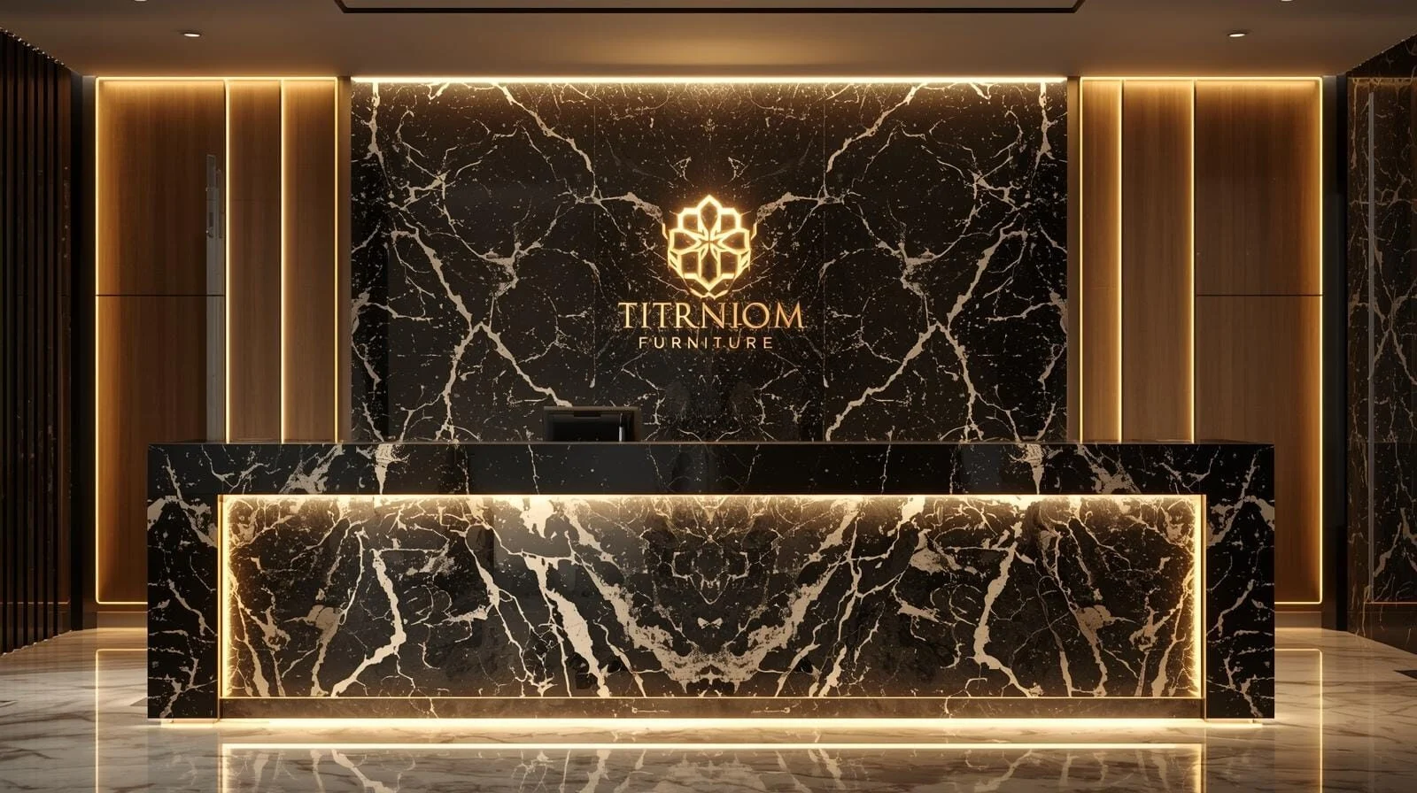 Quầy lễ tân thiết kế riêng theo thương hiệu
