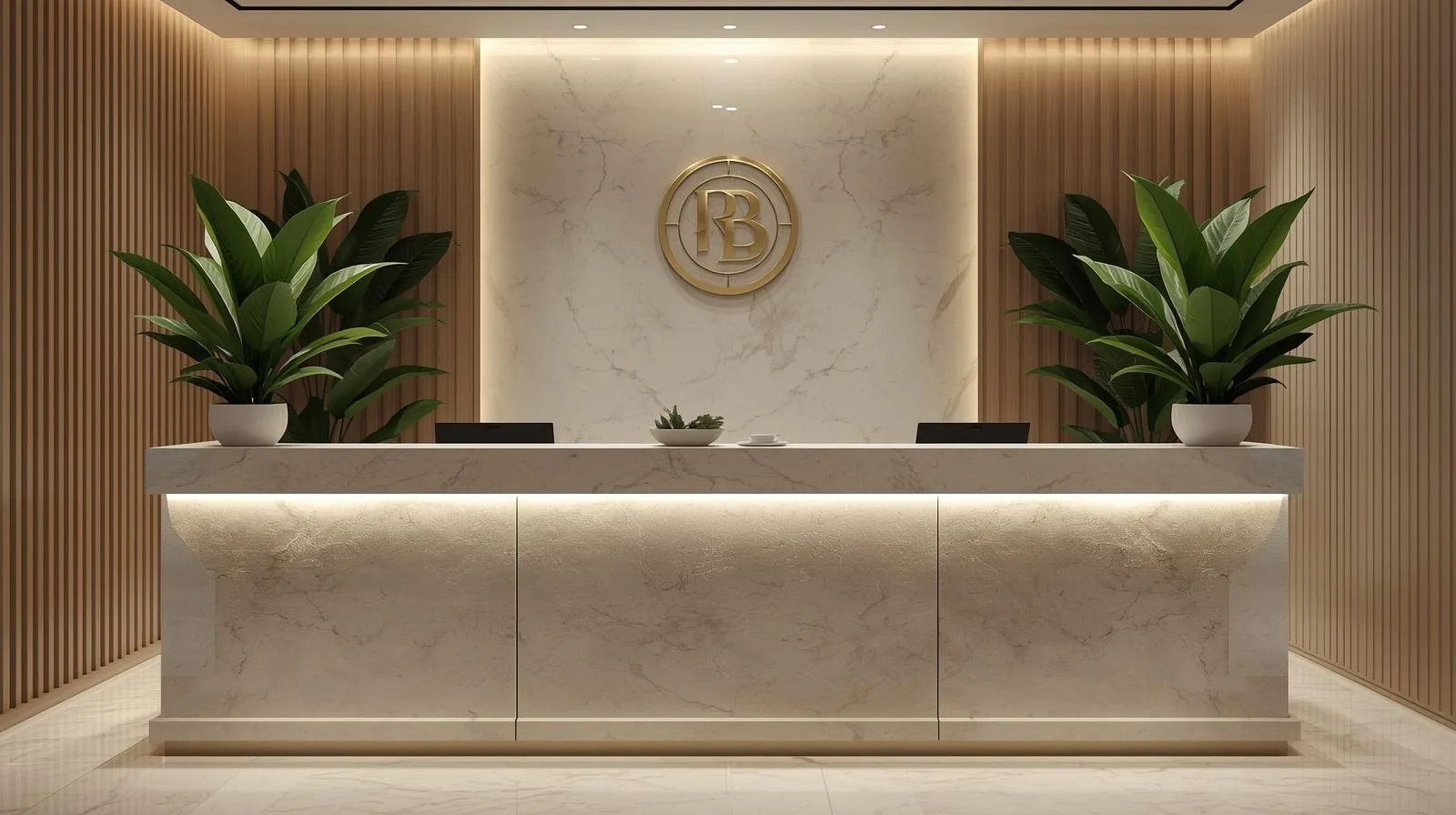 Quầy lễ tân thiết kế riêng theo thương hiệu