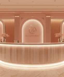 Quầy lễ tân thiết kế riêng theo thương hiệu