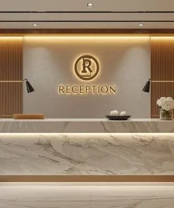 Quầy lễ tân thiết kế riêng theo thương hiệu