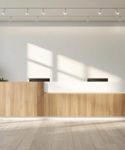 Quầy lễ tân tone trắng nâu tự nhiên 13 Quầy lễ tân tone trắng nâu tự nhiên