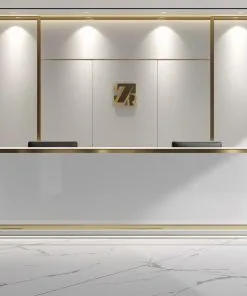 Quầy lễ tân tone trắng sang trọng