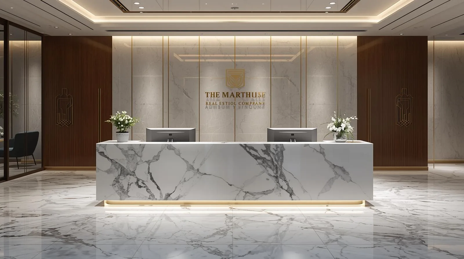Quầy lễ tân văn phòng hiện đại