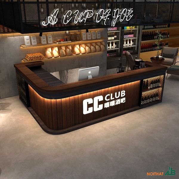 Quầy pha chế chữ L 3 Quầy pha chế bo góc chữ L cao cấp
