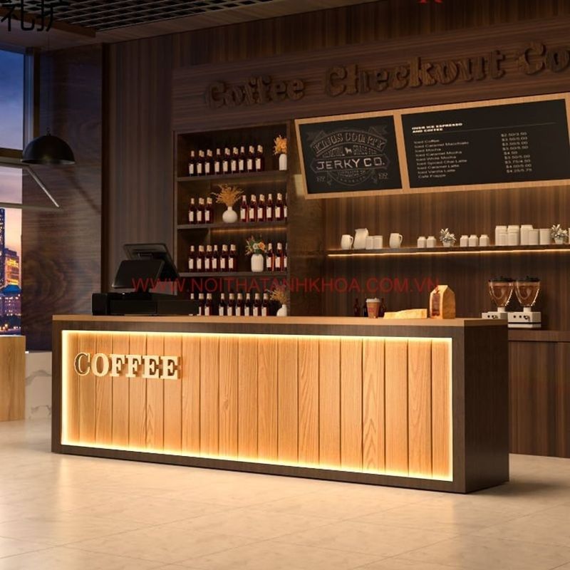 Mẫu quầy pha chế sang trọng 3 Quầy pha chế quán cafe sang trọng hiện đại
