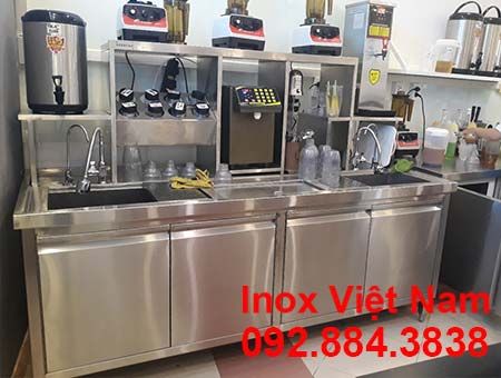 Quầy pha chế trà sữa đẹp 1 Quầy pha chế inox