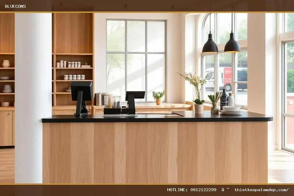 Quầy thu ngân kết hợp pha chế – hình ảnh Bluecons