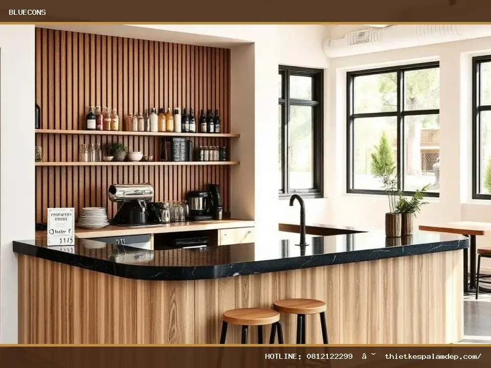 Quầy thu ngân kết hợp pha chế – hình ảnh Bluecons