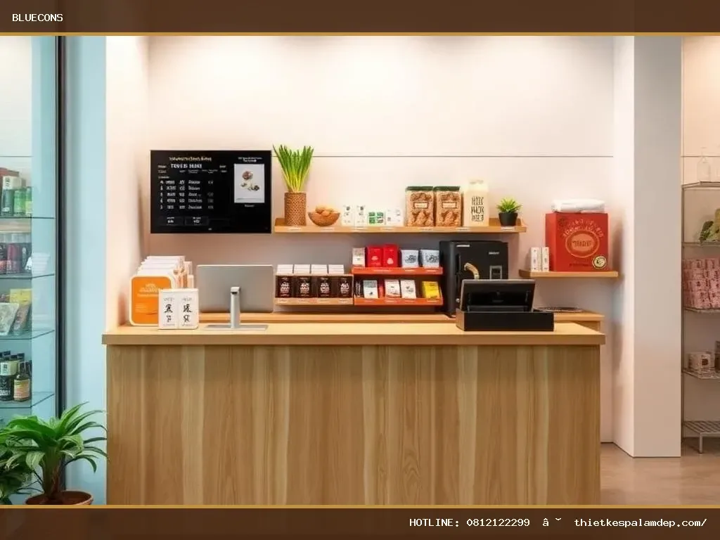 Quầy thu ngân mini phù hợp không gian hẹp – hình ảnh Bluecons