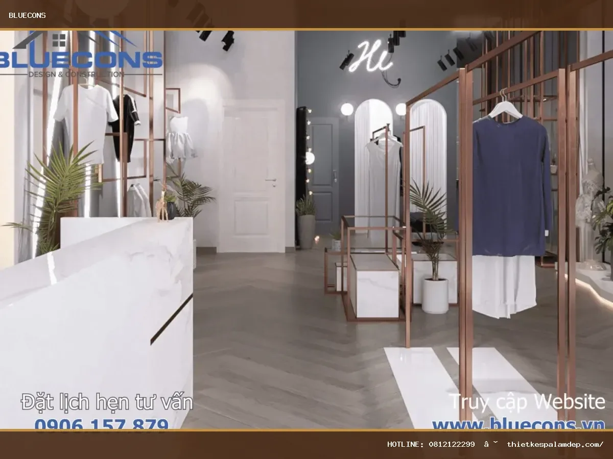 Quầy thu ngân shop quần áo – hình ảnh Bluecons