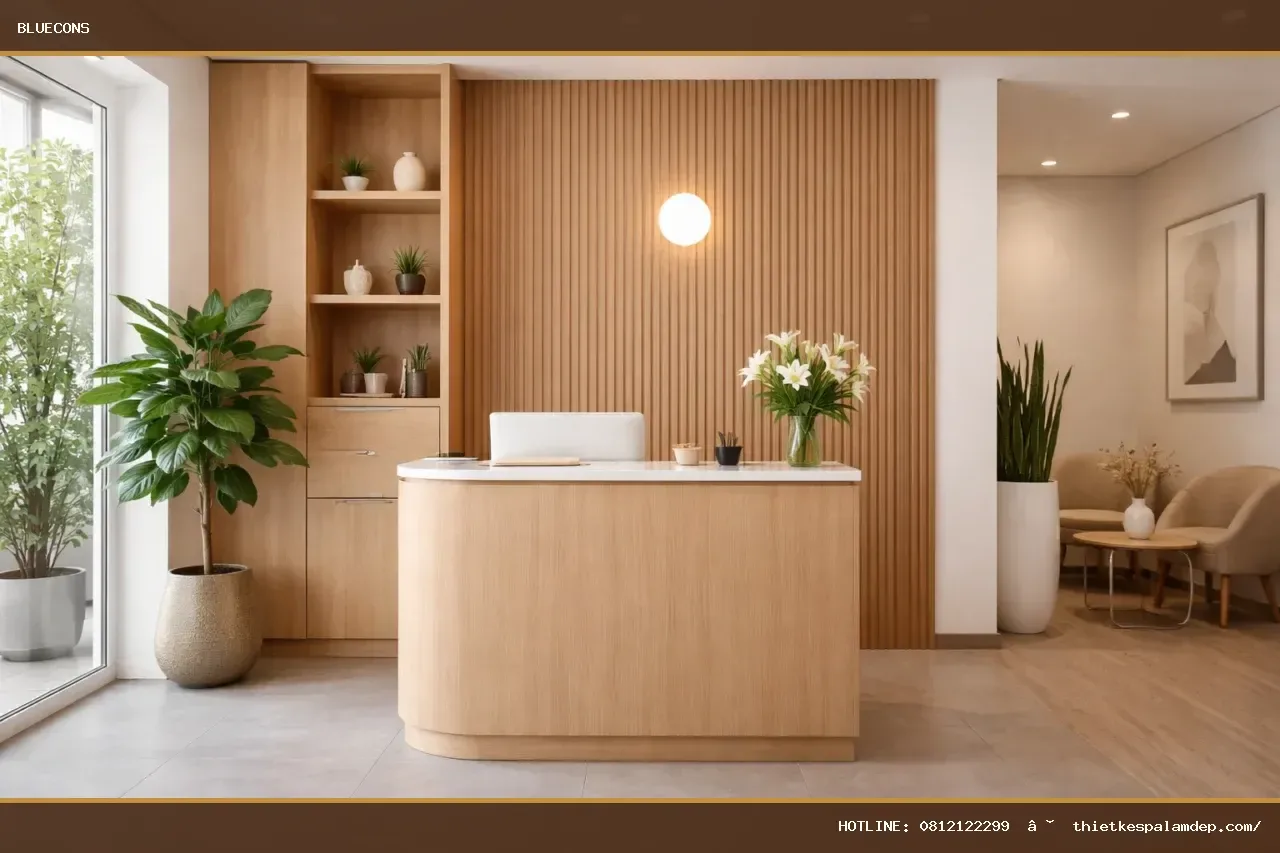 Quầy tiếp tân nhỏ gọn – ảnh minh họa Bluecons