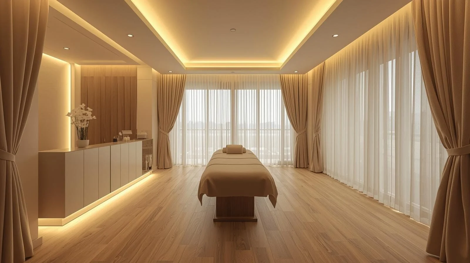 Thi công sàn gỗ spa