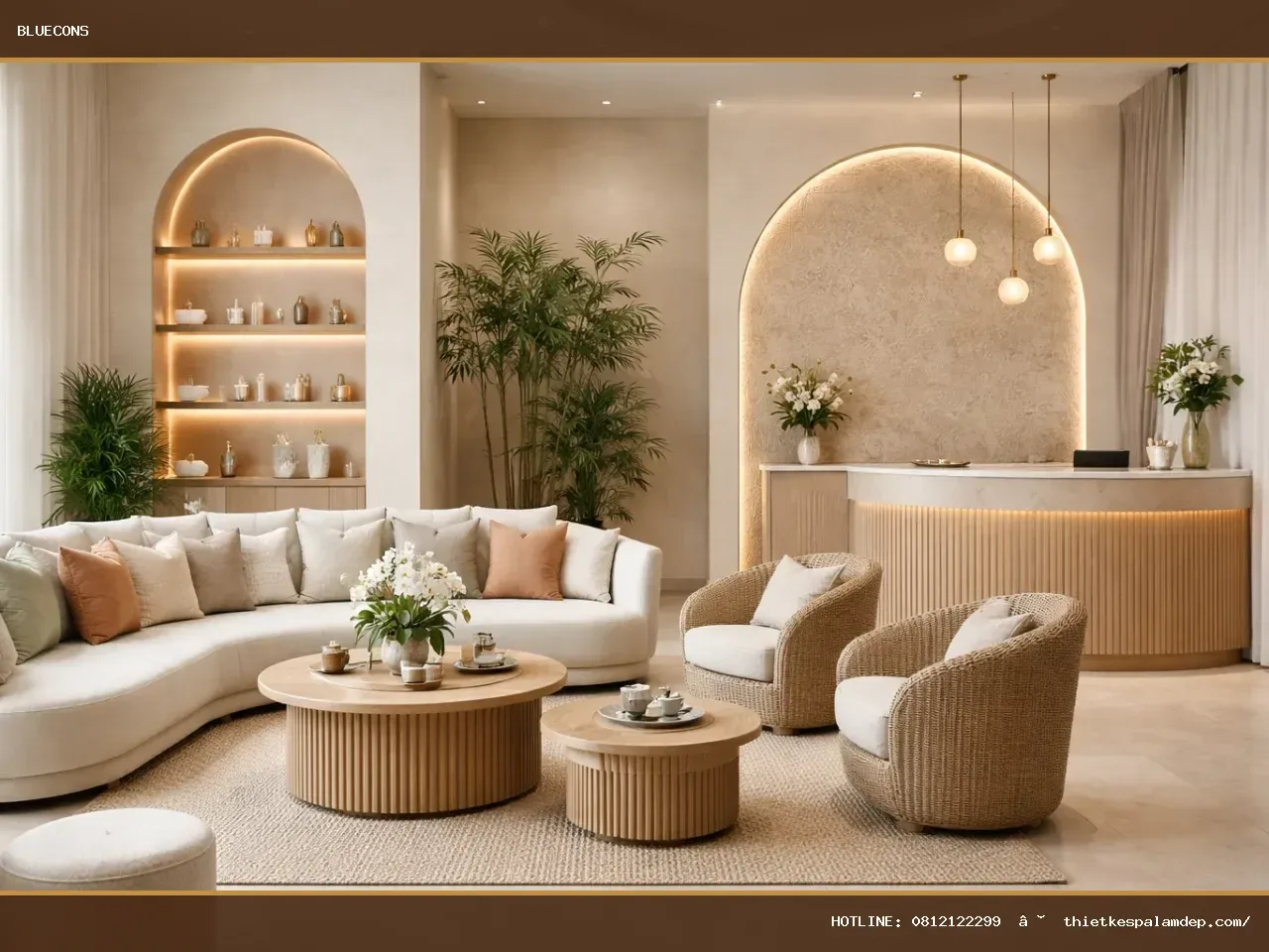 Thiết kế khu tiếp khách spa – ảnh minh họa Bluecons