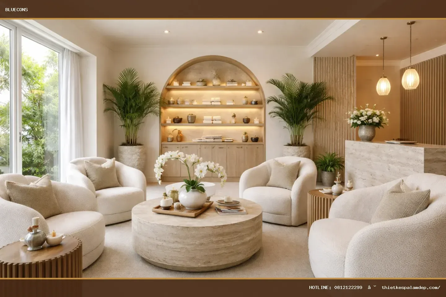 Thiết kế khu tiếp khách spa – ảnh minh họa Bluecons