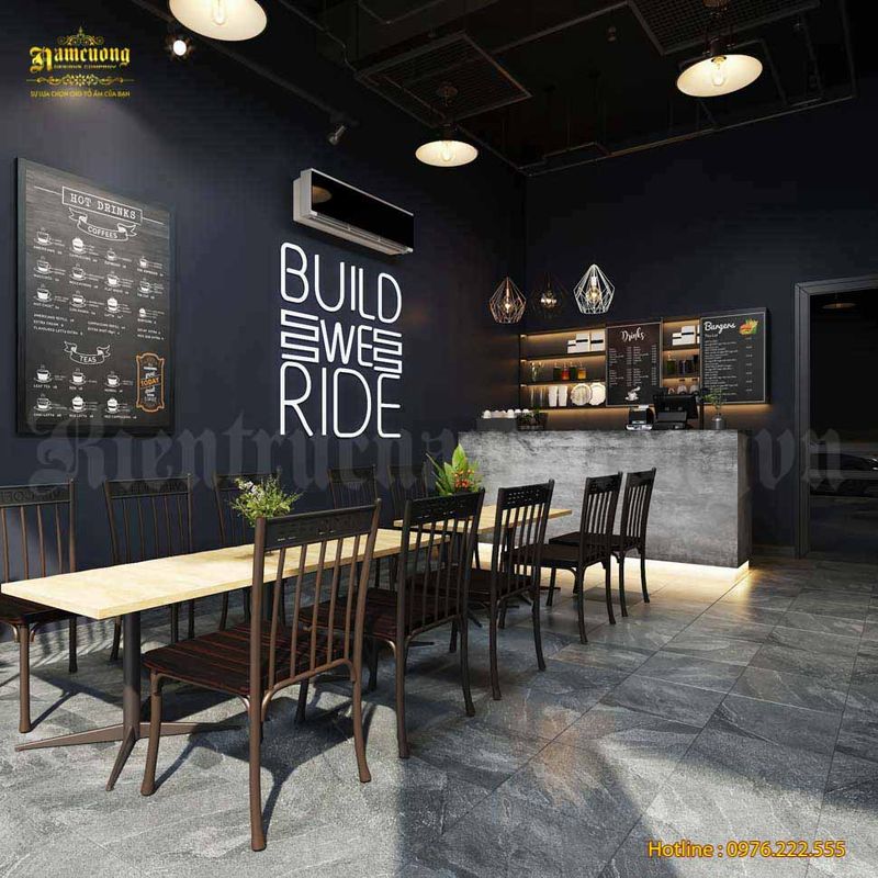 Thi Công Quán Cafe Máy Lạnh 5 Hình ảnh thiết kế quán cafe với hệ thống máy lạnh