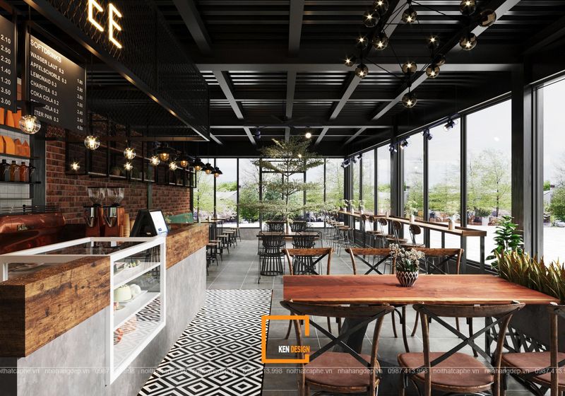 Thi Công Quán Cafe Công Nghiệp 1 Thiết kế quán cafe urban coffee tại Nghệ An
