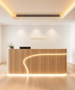 Thiết kế quầy lễ tân gỗ đẹp 2025