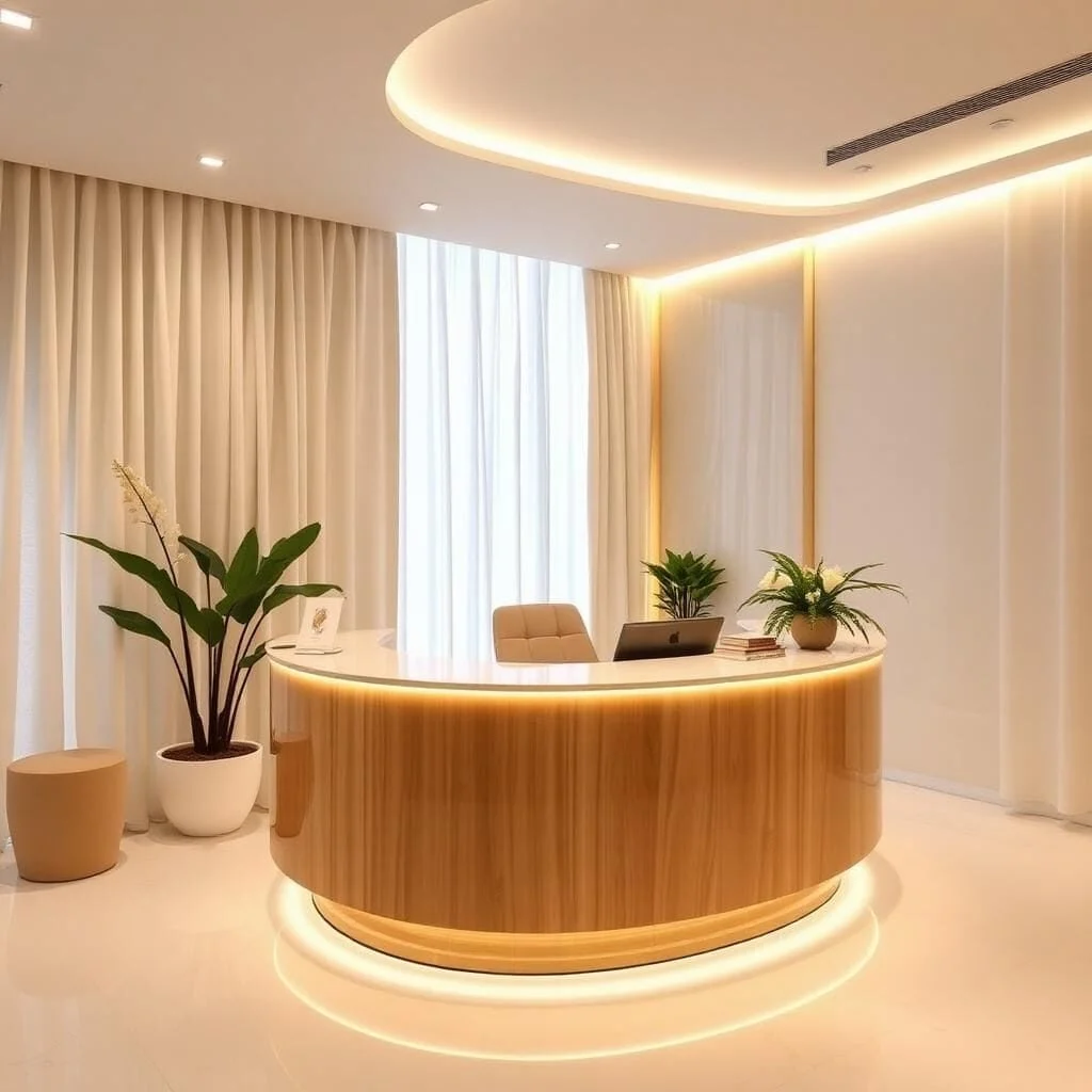 Thiết kế quầy lễ tân gỗ đẹp 2025
