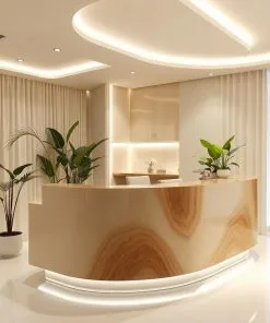 Thiết kế quầy lễ tân gỗ đẹp 2025