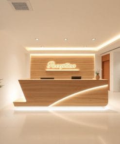 Thiết kế quầy lễ tân gỗ đẹp 2025 13 Thiết kế quầy lễ tân gỗ đẹp 2025