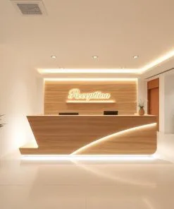 Thiết kế quầy lễ tân gỗ đẹp 2025