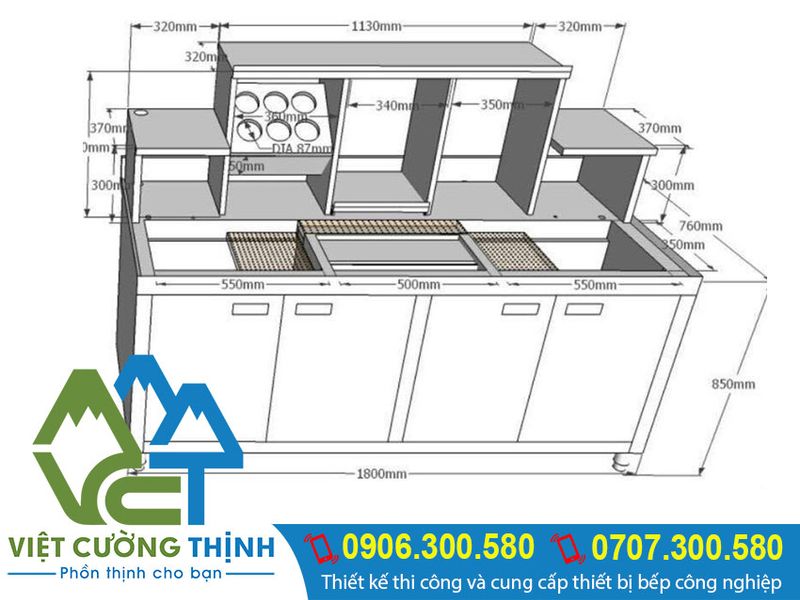 Hình ảnh quầy pha chế inox