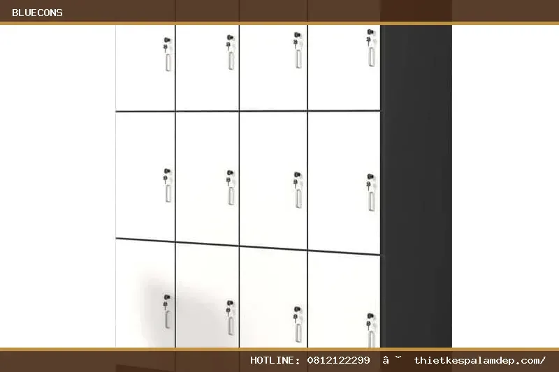 Tủ Locker Gỗ Nhiều Ngăn Có Khóa TLK001 – hình ảnh Bluecons