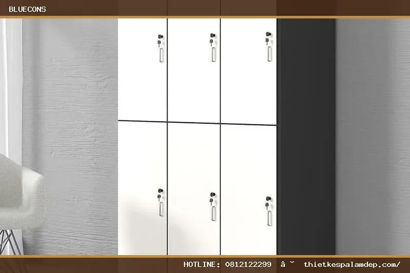 Tủ Locker Gỗ Nhiều Ngăn Có Khóa TLK001 – hình ảnh Bluecons