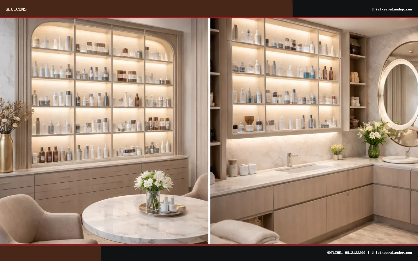 Tủ mỹ phẩm âm tường cho spa: Khi nào nên sử dụng?